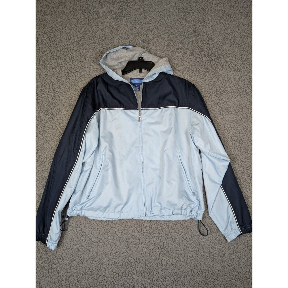 Fuda Sport Women's Blue Hooded Zip Up Lined Poly Cotton Jacket Color Block M